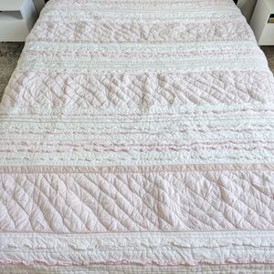 Discontinued Pottery Barn Kids Pink Quilted Blanket Cover Heavy Size 86"x87"